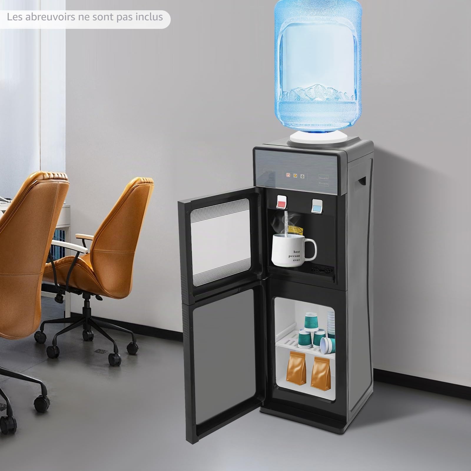 Distributeur d'eau électrique pour boissons chaudes et froides, distributeur d'eau chaude et froide, distributeur d'eau potable avec espace de rangement, distributeur d'eau potable pour la
