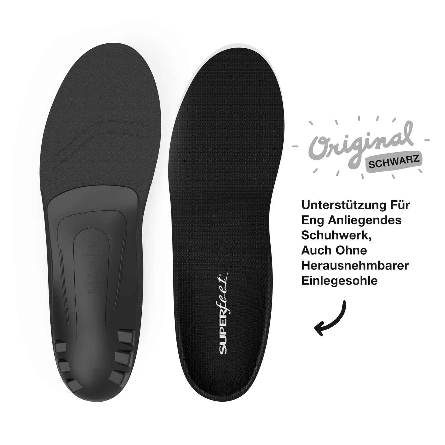 Superfeet - Allzweck-Stützeinlagen mit niedrigem Fußgewölbe - Trim-To-Fit Ortheseneinlagen für dünne, enge Schuhe - EU 45 – 46.5