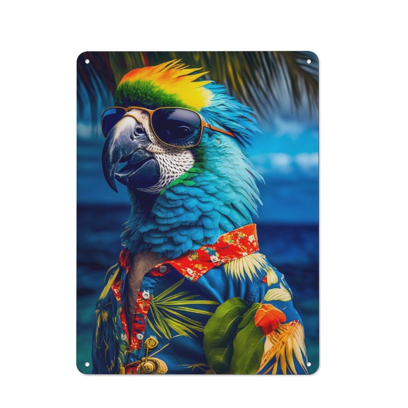 Junmoney Parrot Tourist Hawaiian Vintage Vintage Metal Sign 40X30cm Featuring Restaurant Wall Art For Takeaway, Bar, Kitchen Or Counter Area