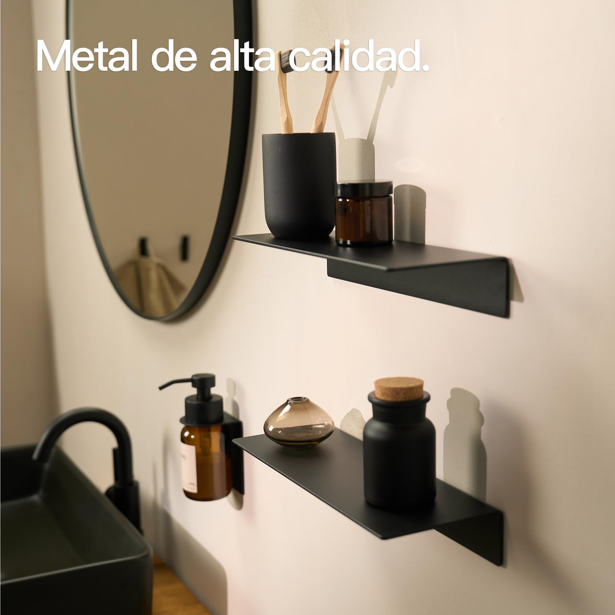 Design Hamburgo | Estantería de baño | Estantería de Pared (Negro Mate, 30 cm)