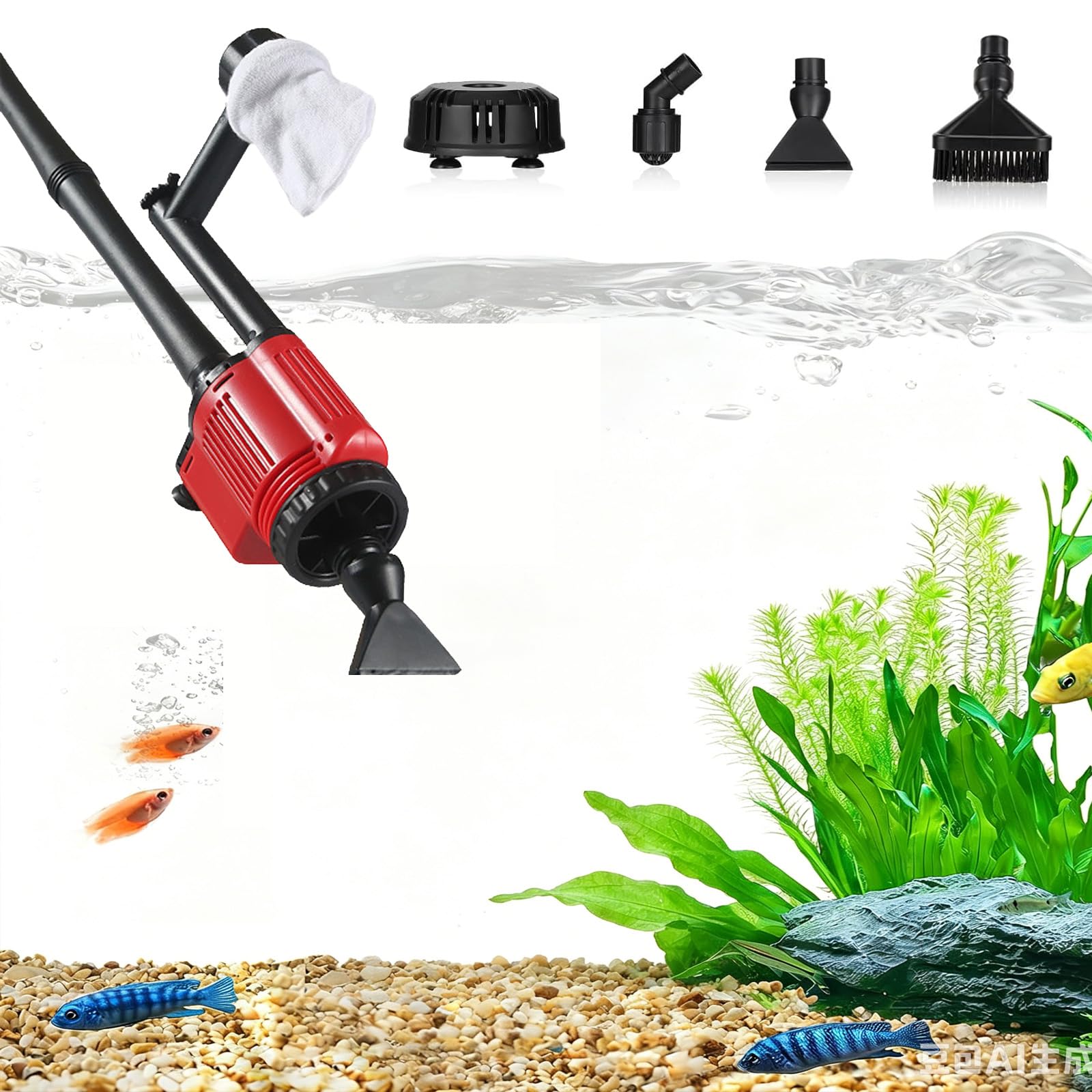 Aquarium Sauger, Aquarium Elektrisch Sand Kies Reiniger, Multifunktioneller Elektrischer Aquarium-Wasserwechsler, Mulmsauger für Wasserwechsel, Sandwaschen, Filterung und Wasserumwälzung