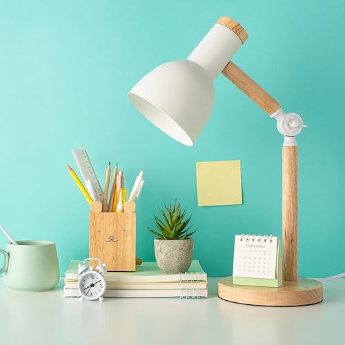 Miniatura 5 de himmel Lámpara de mesa, lámpara de mesa de madera ajustable, lámpara de escritorio para niños, para dormitorio, sala de estar, base E27