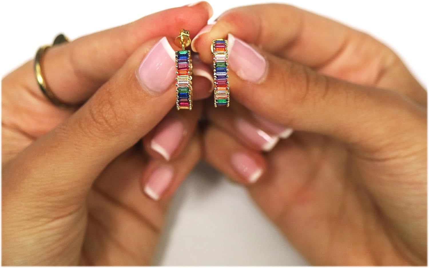 14K Gold Plated Cubic Zirconia Hoop Earrings,Cubic Zirconia Hoop Earrings, For Women - Image 4