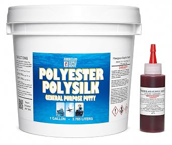 Fiberglass Supply Depot Polysilk General Purpose Polyester Fairing Putty for Fairing and Filling of Various Surfaces. Kit Includes Red 60cc MekP Hardener. Gallon Kit
