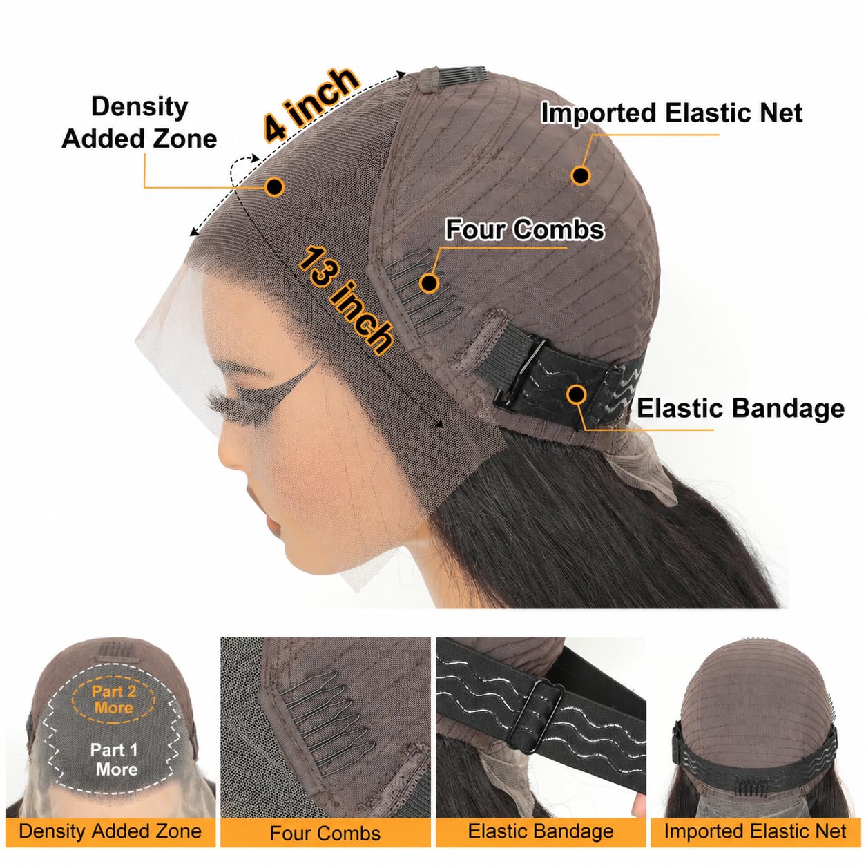 20 Pouces Perruque Cheveux Humain Femme Naturelle Brésilien Densité 200% 13x4 Body Wave Lace Wig Perruque Femme Glueless Lace Wig Human Hair Sans Colle Couleur Naturelle
