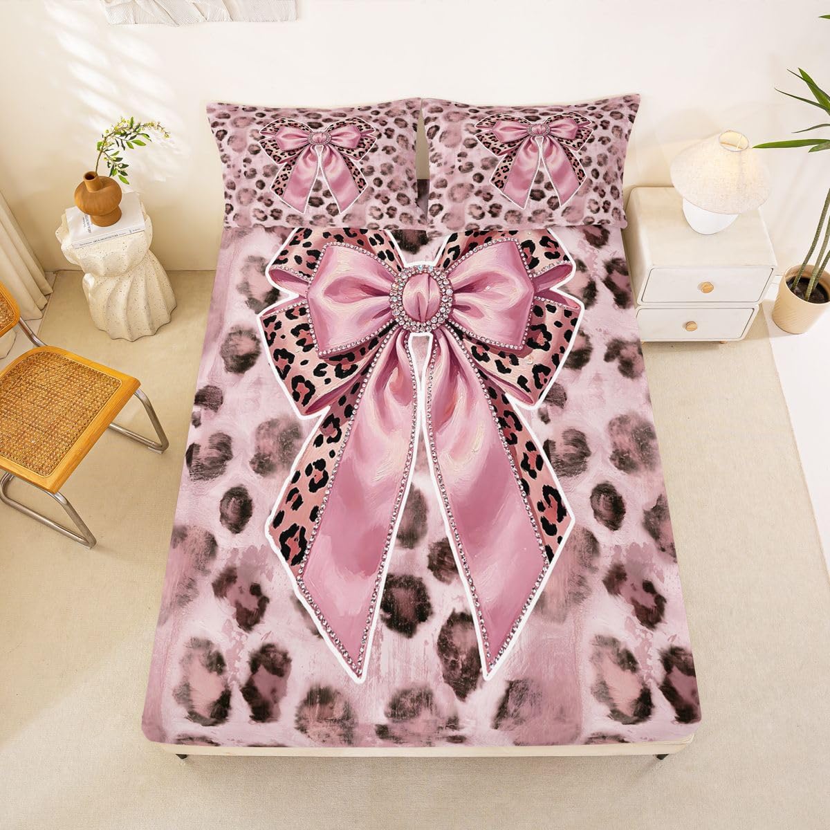 Erosebridal Chic Cheetah Skin Bed Sheets Set Full image 2