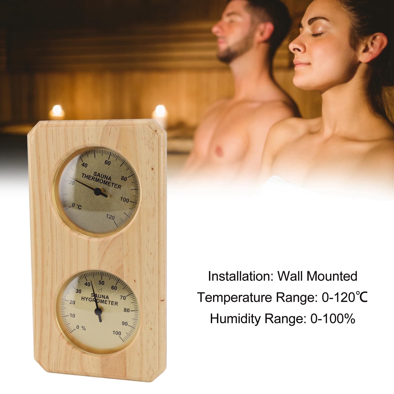 Sauna Thermometer and Hygrometer 2 in 1 Indoor Humidity Temperature Measurement Sauna Room Wooden Sauna Hygrothermograph