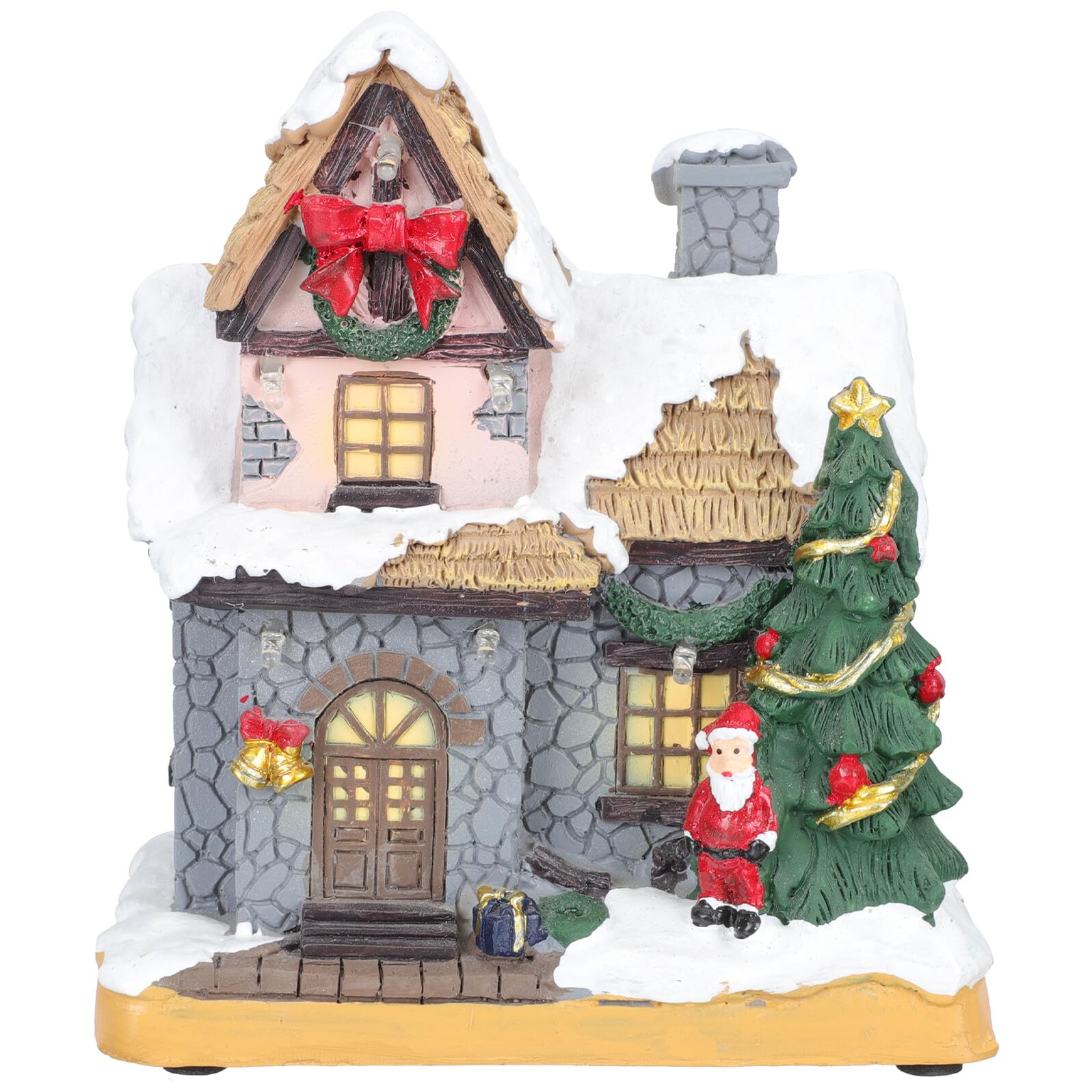 SOIMISS Casa Decorativa Navideña de Resina Luces Led, Adorno Navideño Delicado para Ventana y Oficina Que CREA Ambiente Festivo