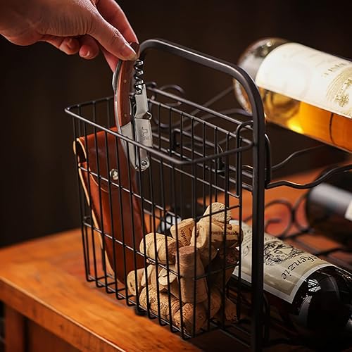 Miniatura 6 de 2 Tier Iron Art Wine Rack with Hanging Basket|Countertop Wine Storage Stand|Wine Display Rack Hold 8 Wine Bottles|Freestanding Wine Bottle Holder