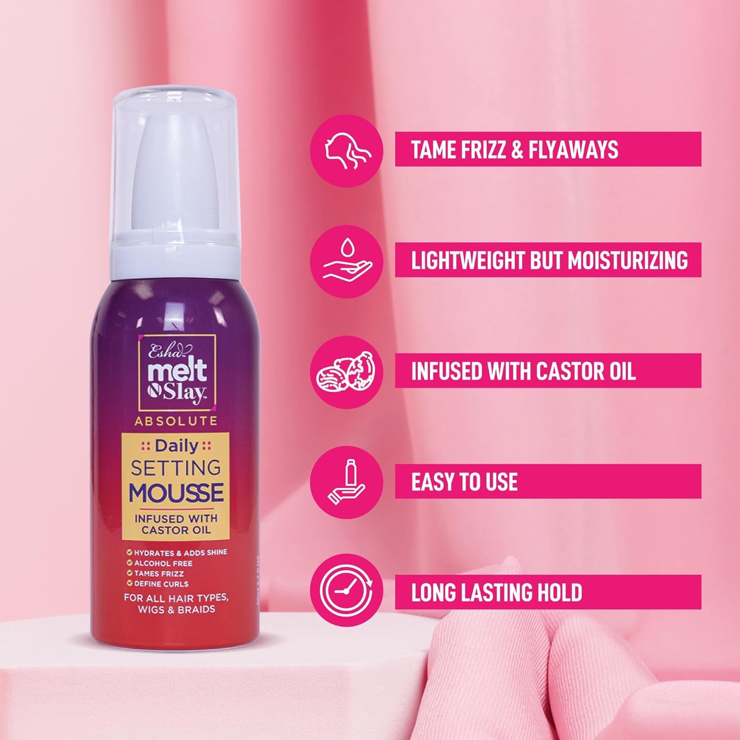 Esha Melt N Slay Daily Setting Hair Mousse (2.7 Fl oz)