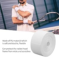 Vista 2 de OUKENS Cinta de protección para raquetas de tenis, 16.4 ft de poliuretano de alta calidad, protección de borde de cabeza de raqueta blanca