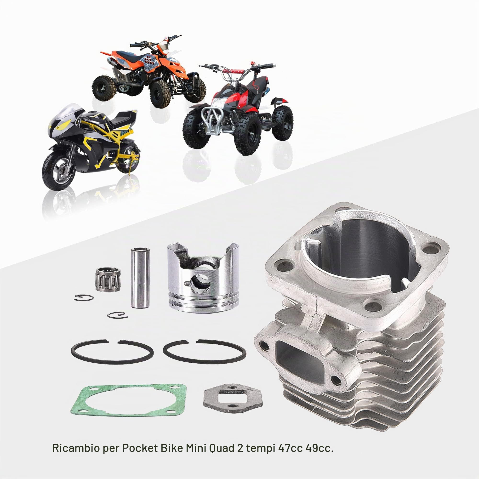 GOOFIT 40mm 40-6 Kit Anello pistone Testa Cilindro Sostituzione per 47cc 49cc 2 Stroke Engine Mini Dirt Bike ATV Quad Pocket Bike