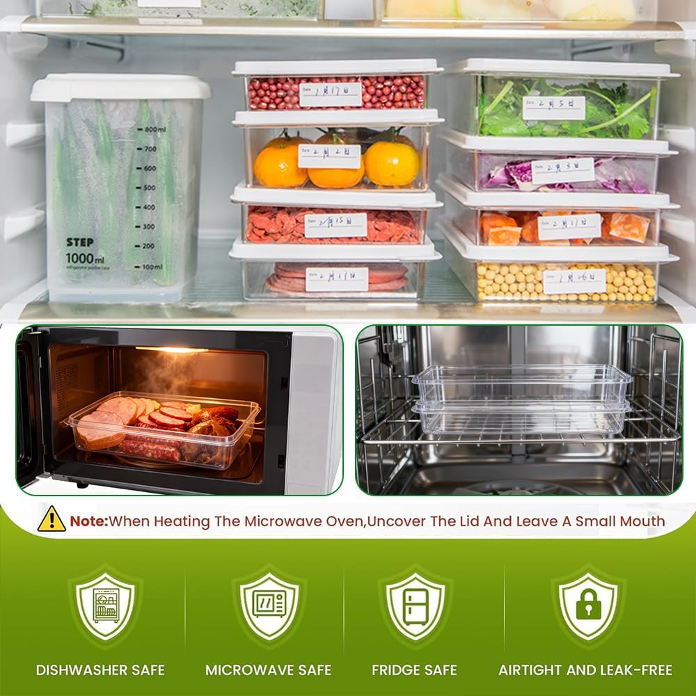 3pcs Deli Meat Container for Fridge, Stackable Ham and Cheese Storage Container with Lids, Bacon Lunch Meat keeper for Refrigerator, Transparent Cold Cuts Storage Containers, BPA Free