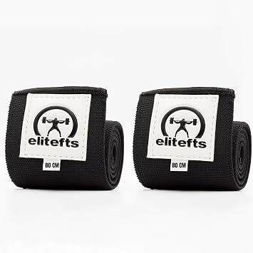 EliteFTS Super Heavy Wrist Wraps Black 80cm - Professional Quality Wrist Support with Heavy Duty Thumb Loop - Best Wrap for Powerlifting Competition, Strength Training, Bodybuilding