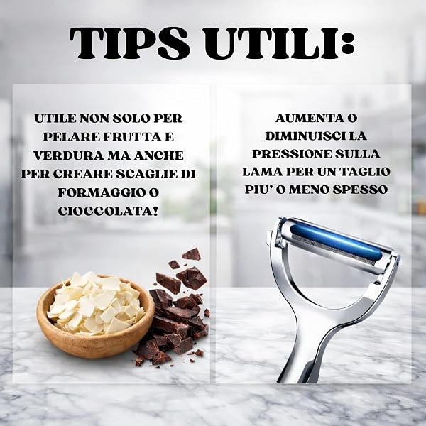 Pelapatate Professionale in Acciaio Inox – Sbucciatore con Lama Girevole Ultra Affilata, Impugnatura Ergonomica, Rimuovi Occhi Patate Integrato – Per Verdure e Frutta - 5