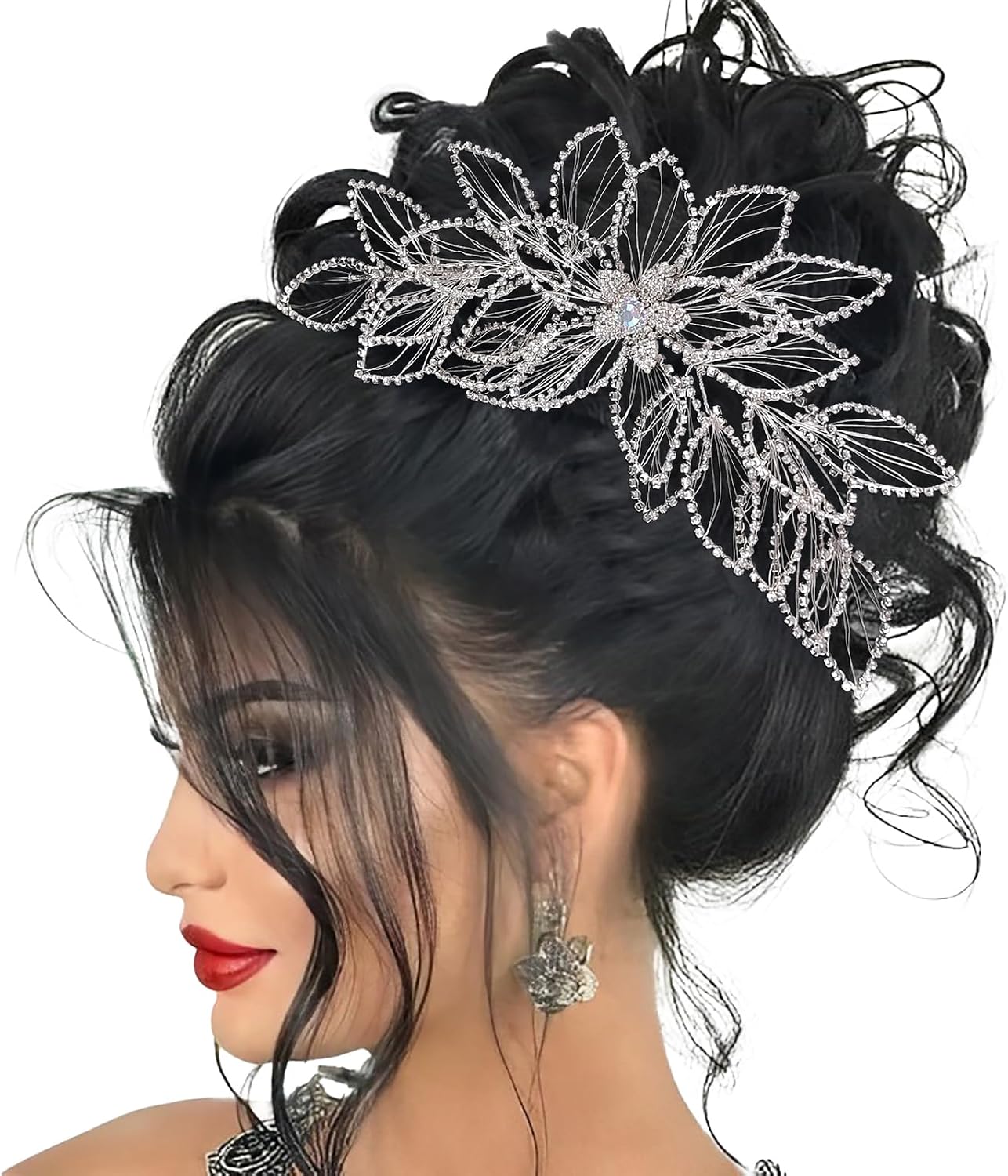 Wedding Hair Pieces for Brides, Bridal Headband for Wedding，Rhinestone Hair Pieces for Brides and Bridesmaids
