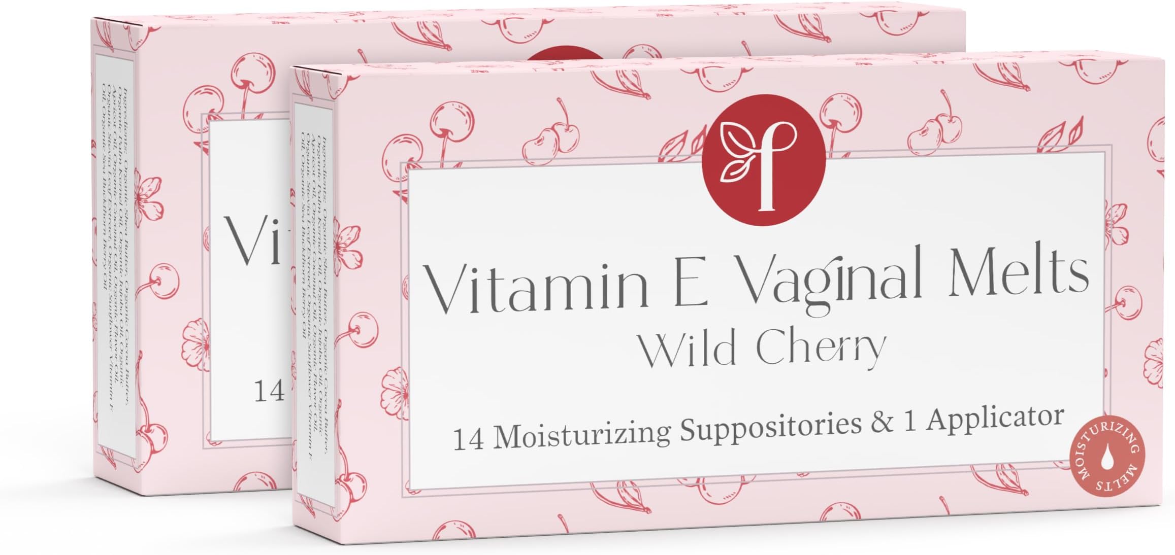 Femallay Wild Cherry Scented Vaginal Moisturizing Suppository 100% Natural Ingredients for Vaginal Dryness and Odor, Intimate Comfort 14 Suppository Melts +1 Applicator for Effortless Hydration 2-Pack