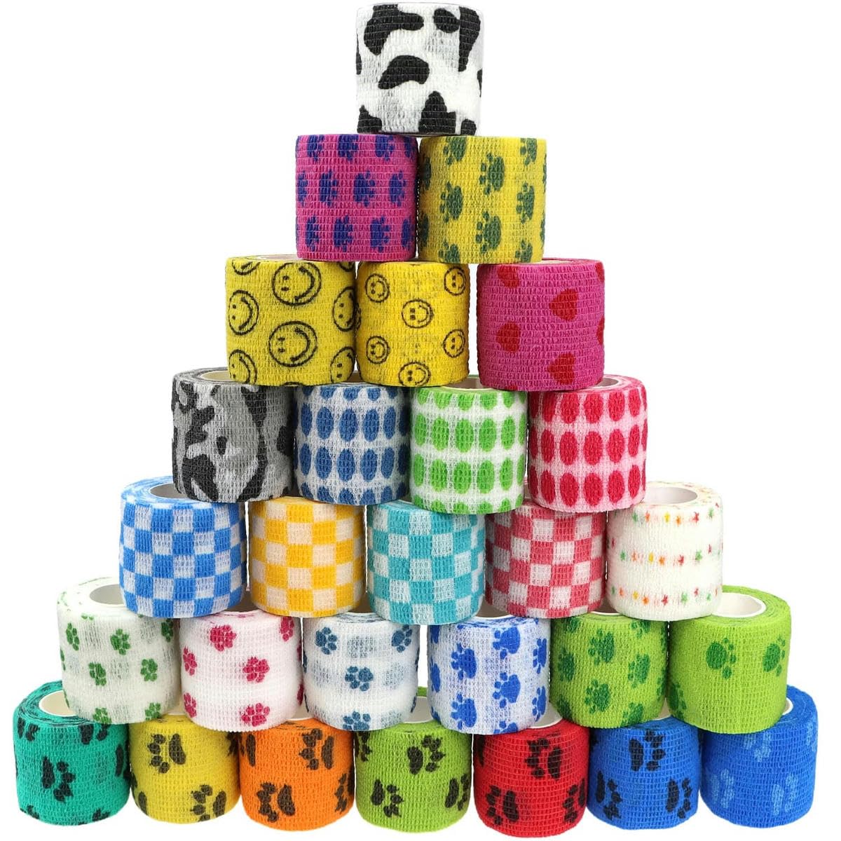 24 rotoli di benda elastica autoadesiva, benda coesiva, benda veterinaria per cani, gatti, cavalli, animali domestici, distorsioni alla caviglia, colore: 7,5 cm