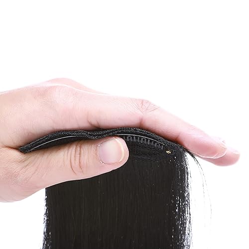 Miniatura 7 de Mini extensiones de cabello humano con clip para hombres y mujeres de 10 pulgadas, #1 negro azabache corto y lacio, con clip, peluca de cabello