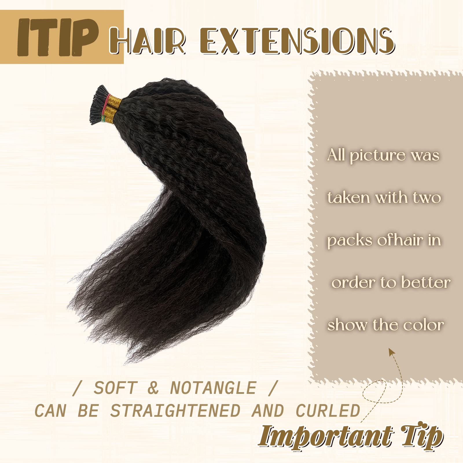 Amazon.com : Kinky Straight I Tip Hair Extensions Real Human 