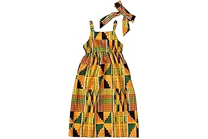 African Bohemian Sundress and Headband Set for Little Girls