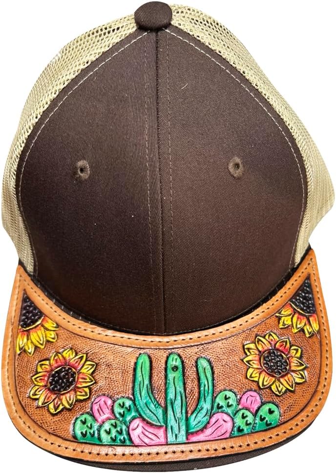 American Darling Men/Women Adjustable Cap With Leather On Visor Brown | Vintage