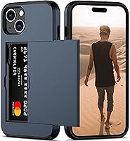 Vista 25 de Nvollnoe Compatible con iPhone 15 Funda con ranura para tarjetas, resistente, protectora de doble capa, a prueba de golpes, ranura oculta