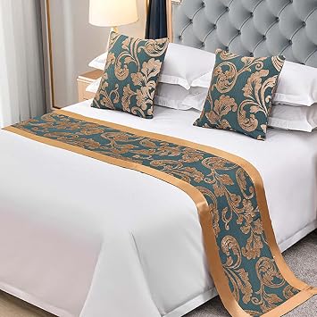 Floral Printed Bed Runner, Bed Scarve Scarf Towel for King Size Bed, Protection Decor Bedding Scarf for Hotels Homes Guestrooms, Twin, Queen, King,A-2*Pillowcase