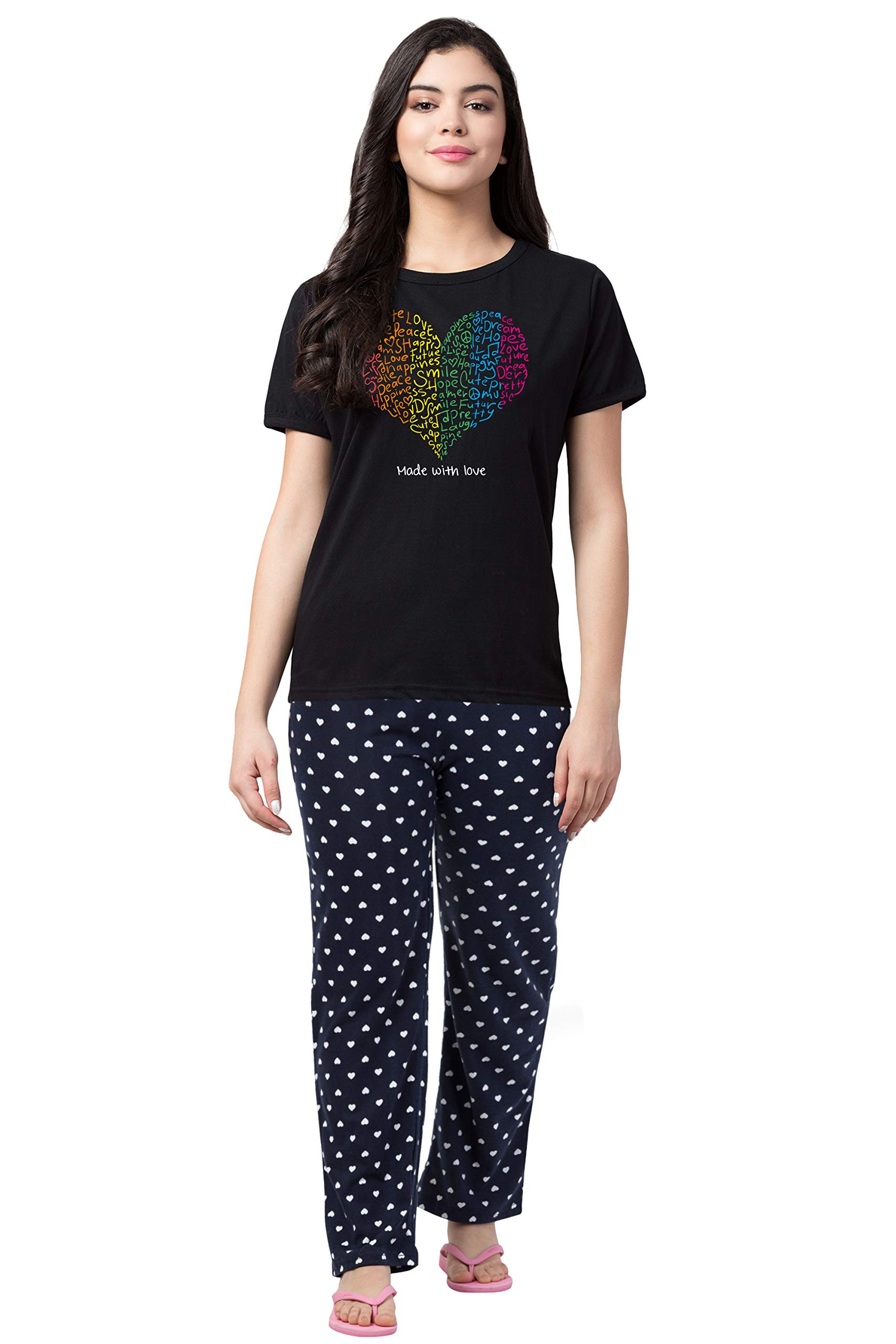 FflirtygoNight Suit Set for Women, Lounge Wear � Printed Pure Cotton � Top & Pyjama Set, Top and Pajama Set for Women