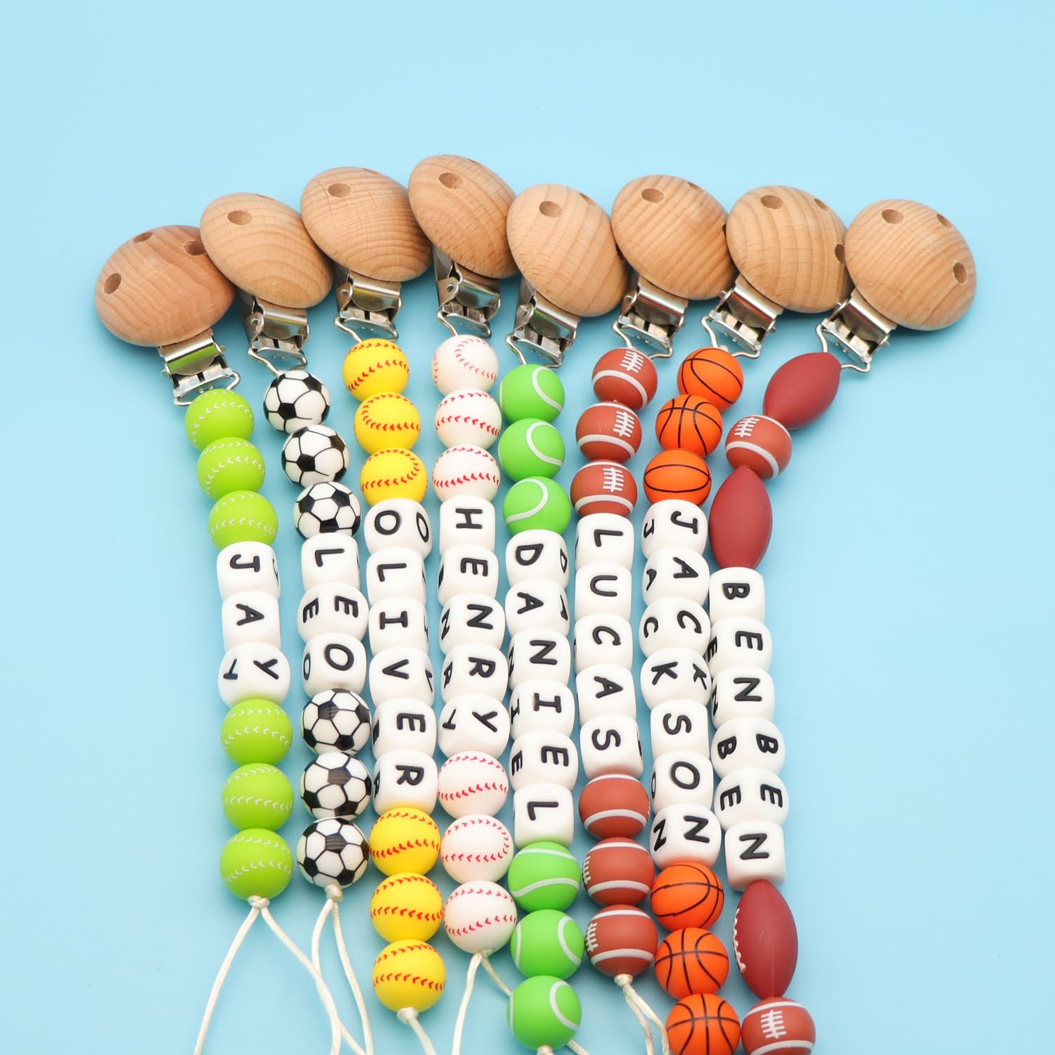 Personalized Pacifier Clip with Name, Custom Pacifier Clip with Name for Baby, Pacifier Clips for Boys and Girls, Custom Baby Stuff (Ball)