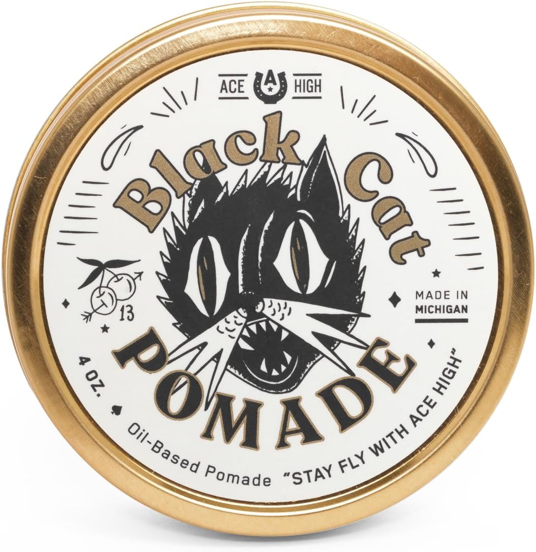 Black Cat Pomade, Firm Hold, High Shine, Oil Based, Hand Crafted, 4oz