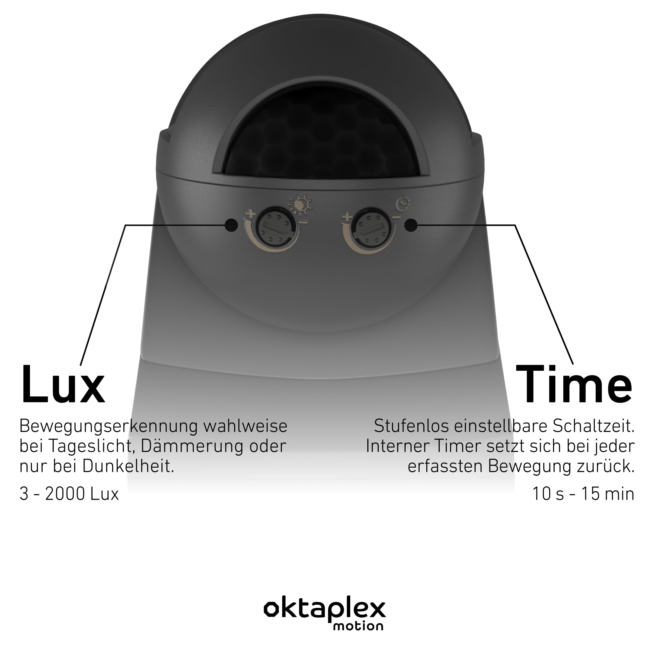 Oktaplex Lea - Juego de 2 detectores de movimiento para exteriores, color antracita | Sensor PIR IP54 de 180 grados, 12 m, montaje en esquina, 230 V, apto para LED