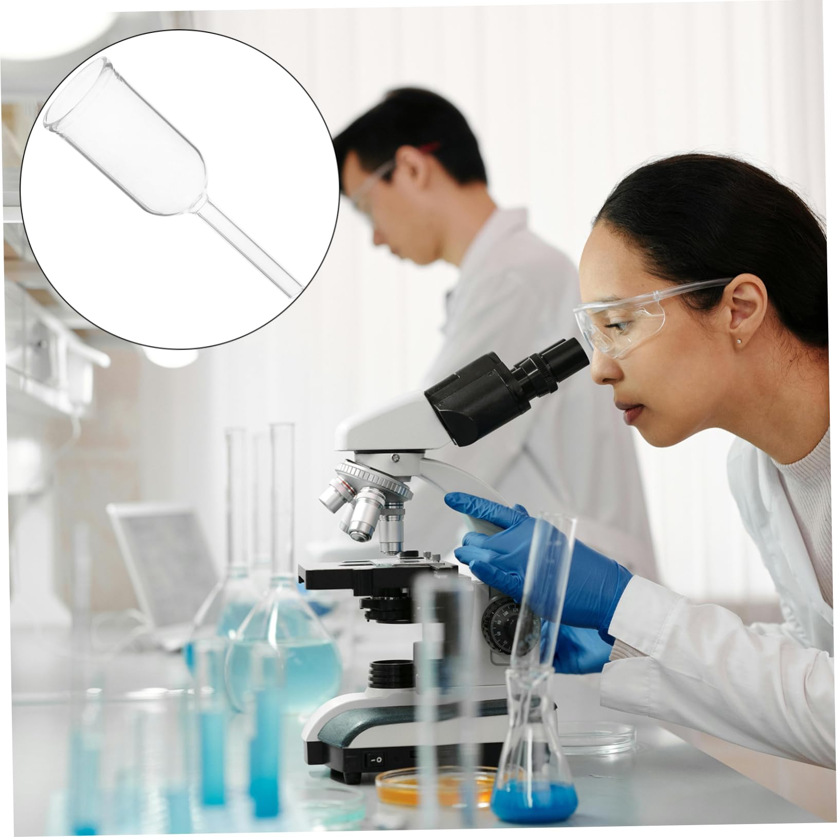 Veemoon Round Bottom Glass Funnel Scientific Filtration Laboratory Equipment for Chemical Filtration