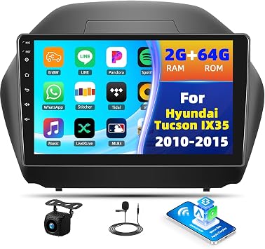 4 Core+64G Car Radio Stereo for Hyundai Tucson IX35 2010-2015,Android 13 Wireless Carplay Android Auto,10.1 Inch Touchscreen Car Radio with GPS WiFi Bluetooth FM/RDS EQ SWC Dual USB/AUX-in
