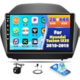 Car Radio Stereo for Hyundai Tucson IX35 2010-2015,2G+64G Android 13 Wireless Carplay Android Auto,10.1 Inch Touchscreen Car Radio with GPS WiFi Bluetooth FM/RDS SWC Dual USB/AUX-in Backup Camera