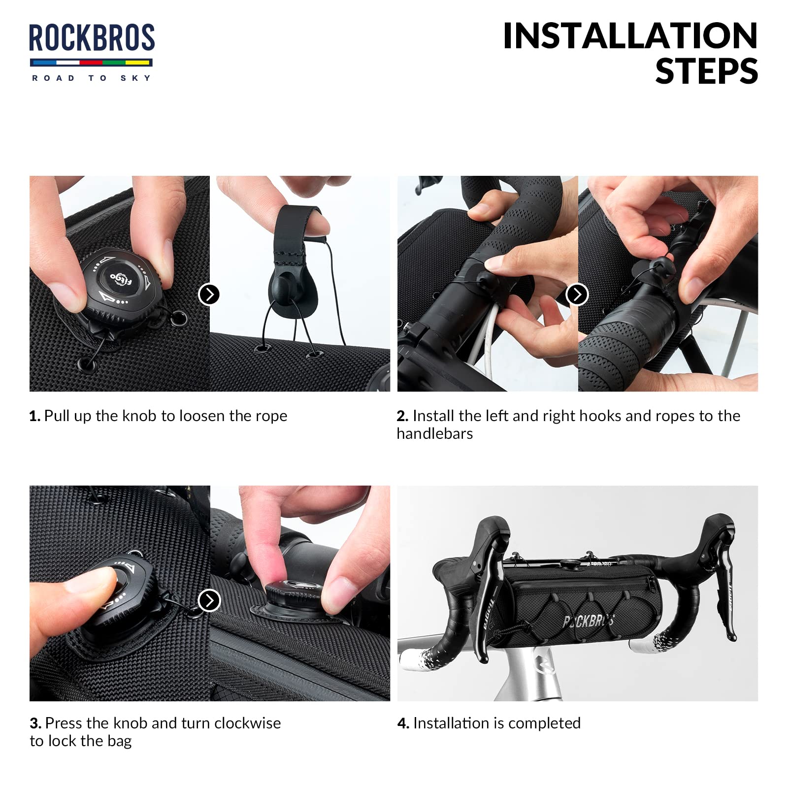ROCKBROS Road to Sky Borsa Manubrio Bici, Borsa Anteriore Impermeabile Bicicletta, Borsello Manubrio Riflettente per MTB, Bici da Corsa, Bici da Città, Capacità 1.5L