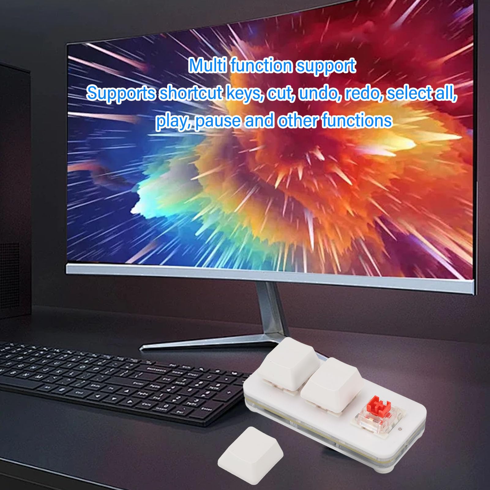 Yoidesu Clavier Macro programmable mini USB à 3 touches, clavier mécanique de l'appareil Sayo avec rétroéclairage RVB et interrupteur rouge, câble de type C pour travail de bureau et jeux (blanc)