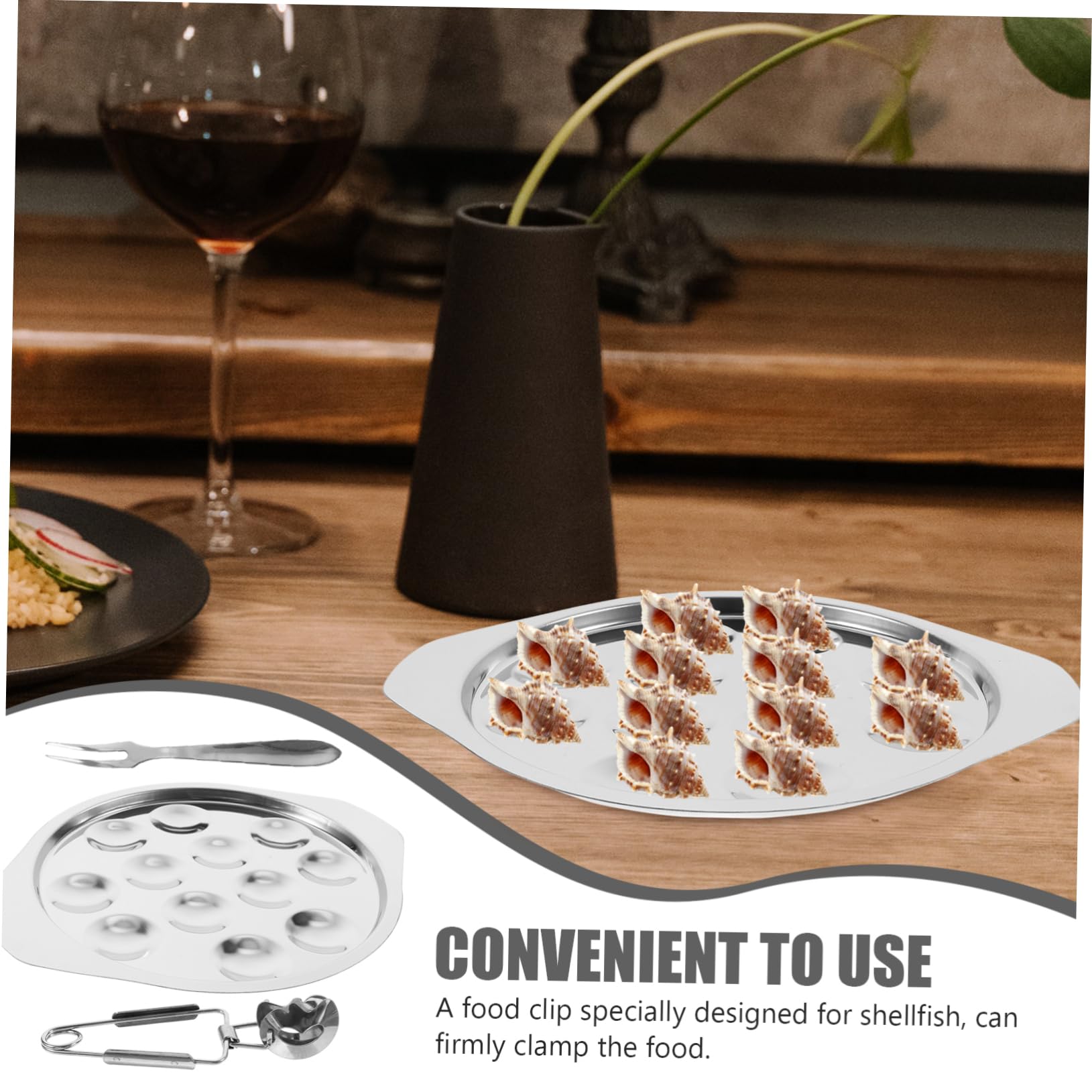 Plato para Caracoles De Acero Inoxidable Cavidades Poco Profundas, Adecuado para Aperitivos y Mariscos