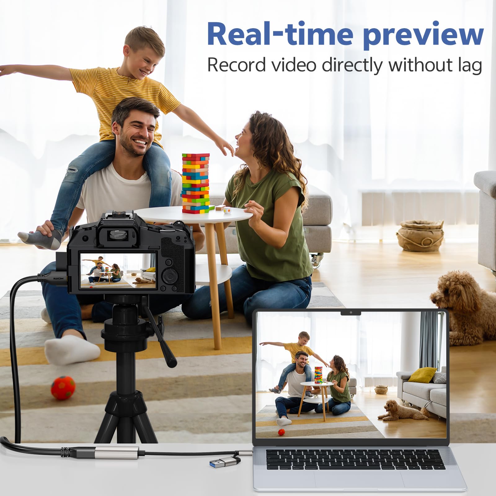 Full HD 1080P Video Capture Card, USB 3.0 Capture Card 1080P 60FPS with Type-C Adaptefor Live Streaming/Gaming/Meeting Compatible for Windows/Mac OS Switch PS4/5 Xbox