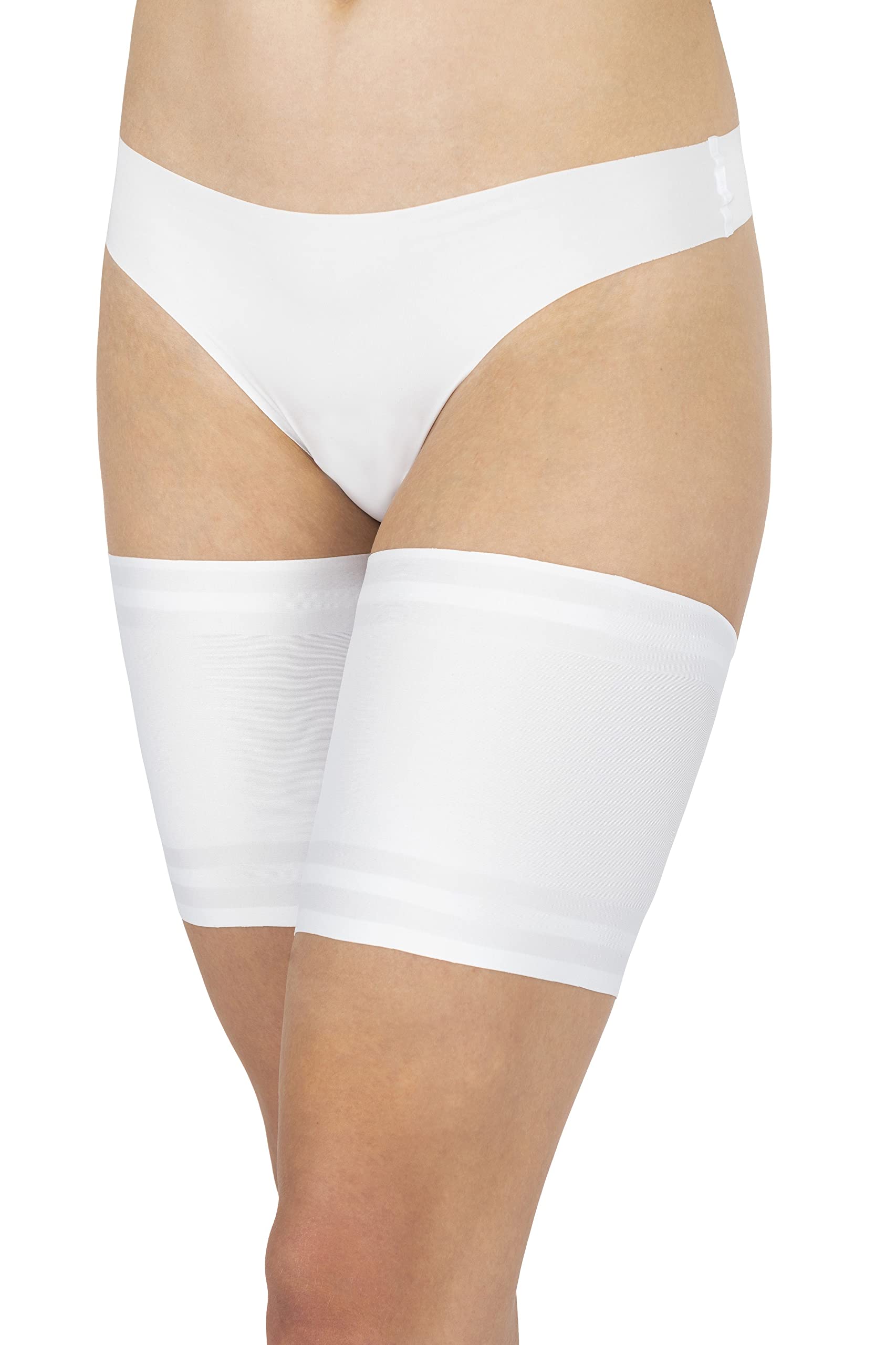 LORES Womens anti-chafing thigh bands prevent thigh rubbing satin protector, Bianco M