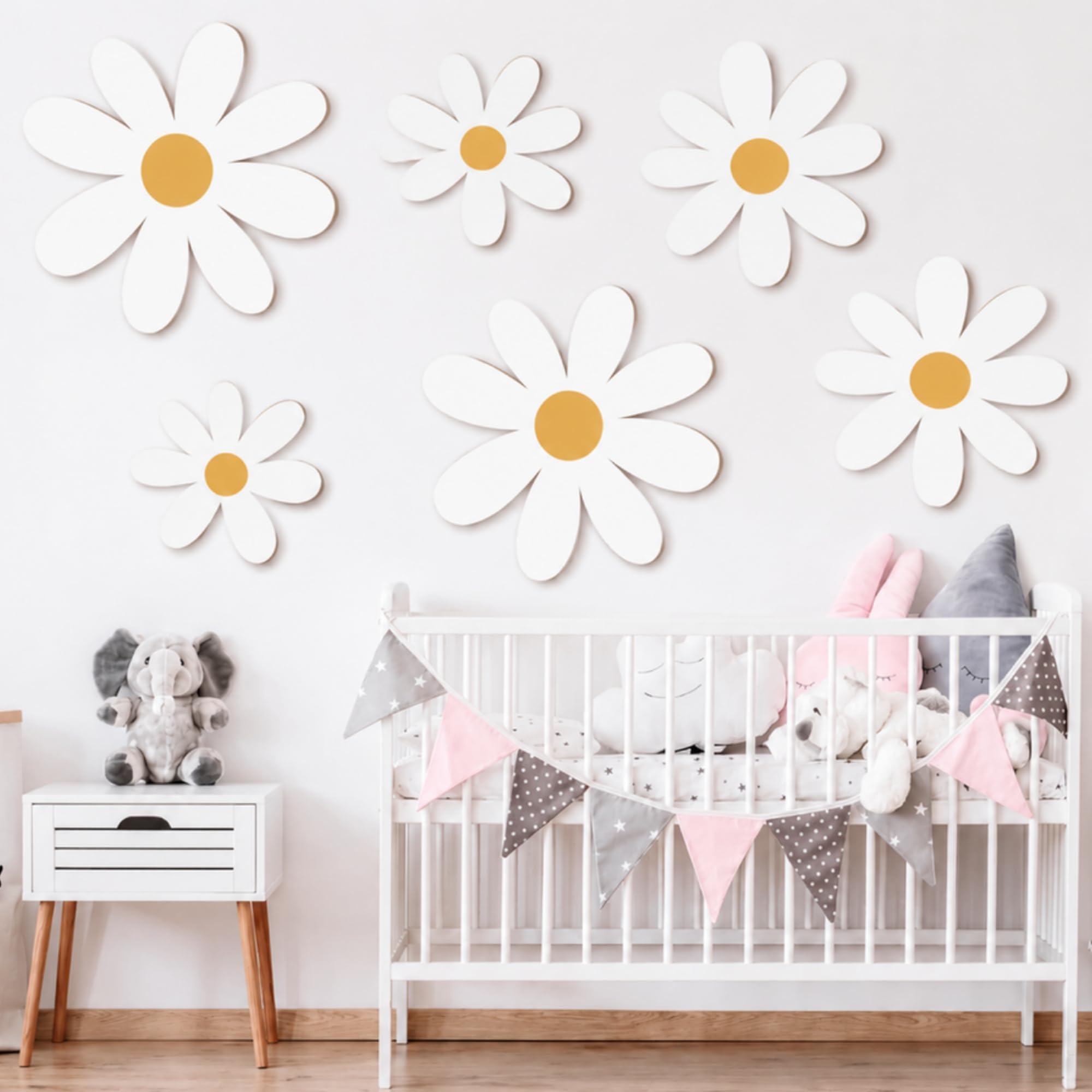 Amazon.com: Thyle 6 Pcs Wooden Daisy Flower Wall Decor, White, 3