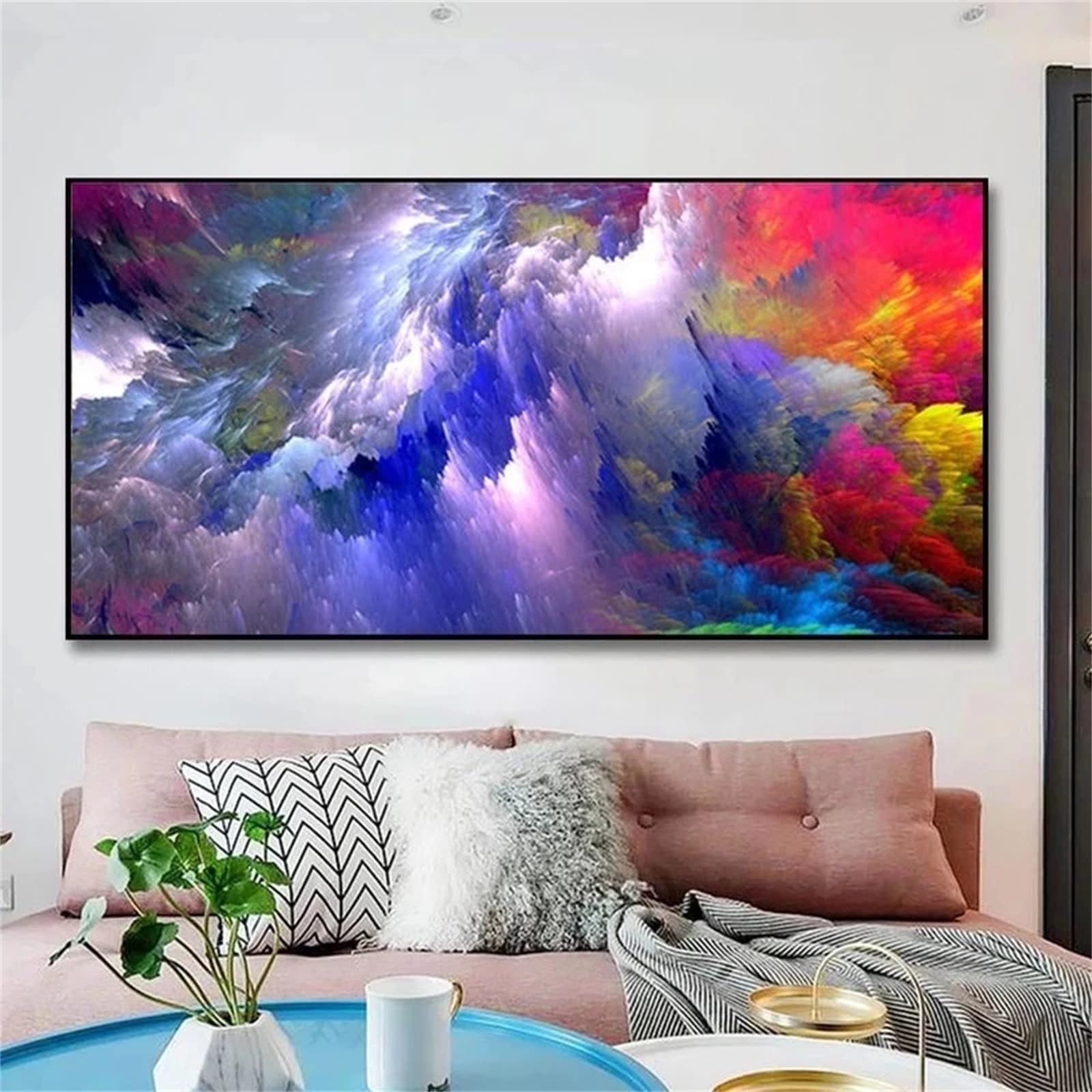 DIY zestawy do malowania diamentami 5D, pełne wiertło diamentowy obraz dla dorosłych i dzieci, kryształ górski haftowanie obrazy do dekoracji ścian domu - 60 x 120 cm / 24 x 47 cali (abstrakcyjne kolorowe chmury)