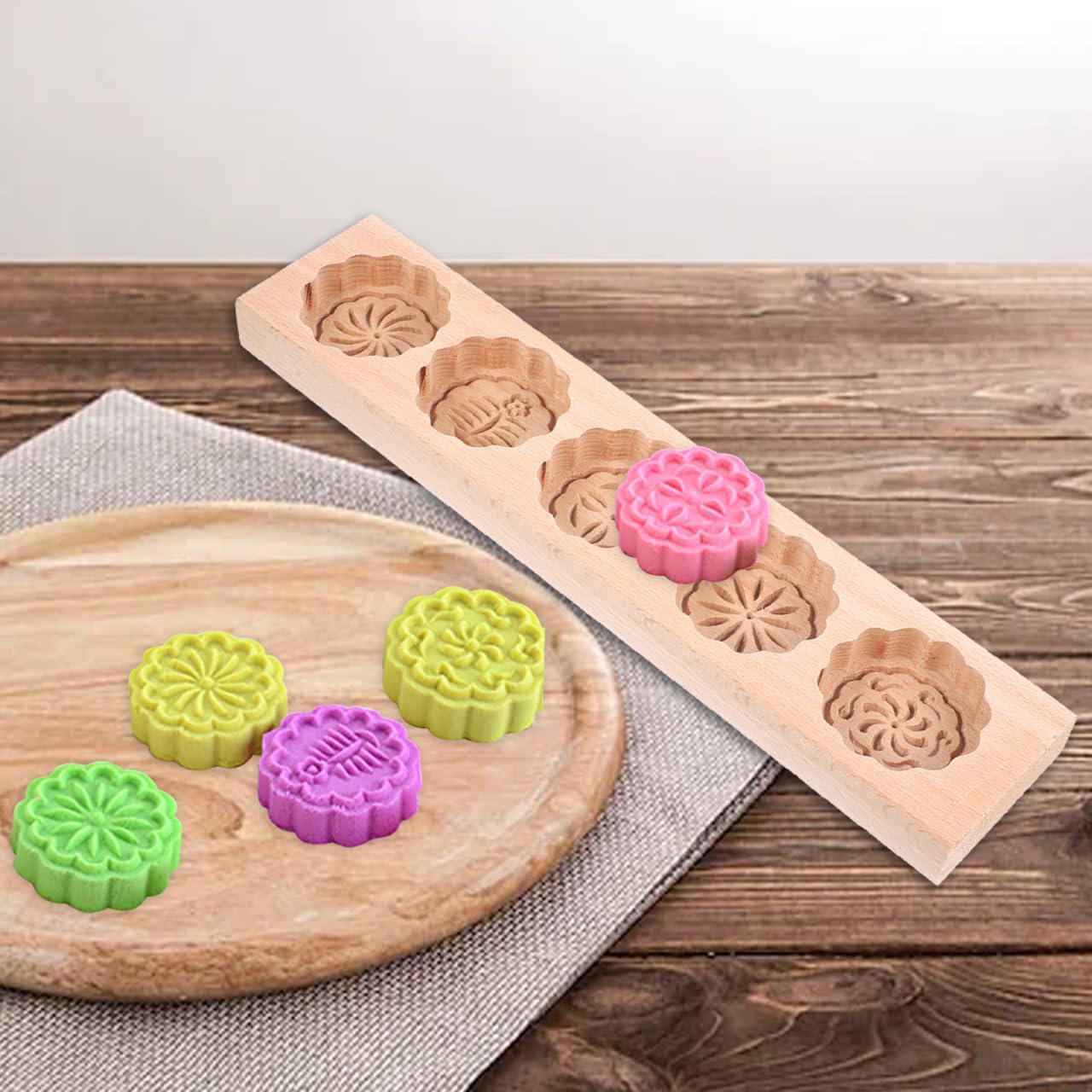 Wooden Moon Cake Mold 11.88 Inch Decorative Pattern Baking Tool for Diy Pastry Making with Natural Wood Material Easy to Use and Clean for Home Baking - Image 4