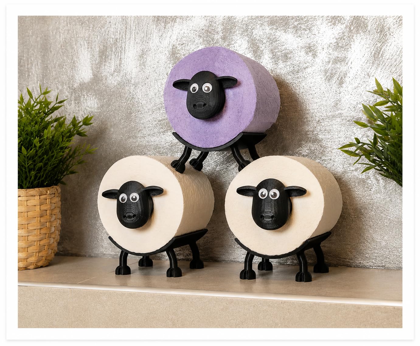 Funny Sheep Toilet Paper Holder for Bathroom | Cute Toilet Roll Stand | Freestanding Toilet Tissue Holder | Fits Standard Toilet Paper Rolls | Novelty Bathroom Decor & Gift - 1 PIECE-image-36