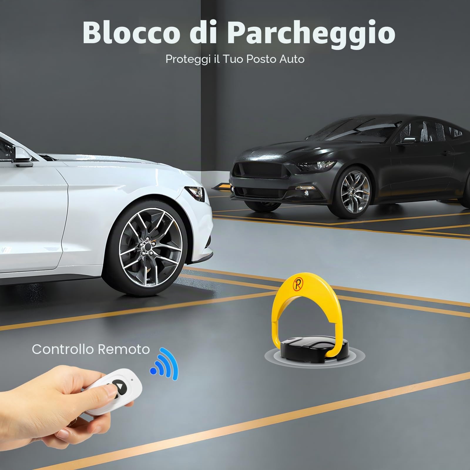 MINRS Blocco per parcheggio, serratura pieghevole con telecomando, blocco privato elettronico per parcheggio con funzione di allarme, paletto elettrico per parcheggio, grado di protezione IP67