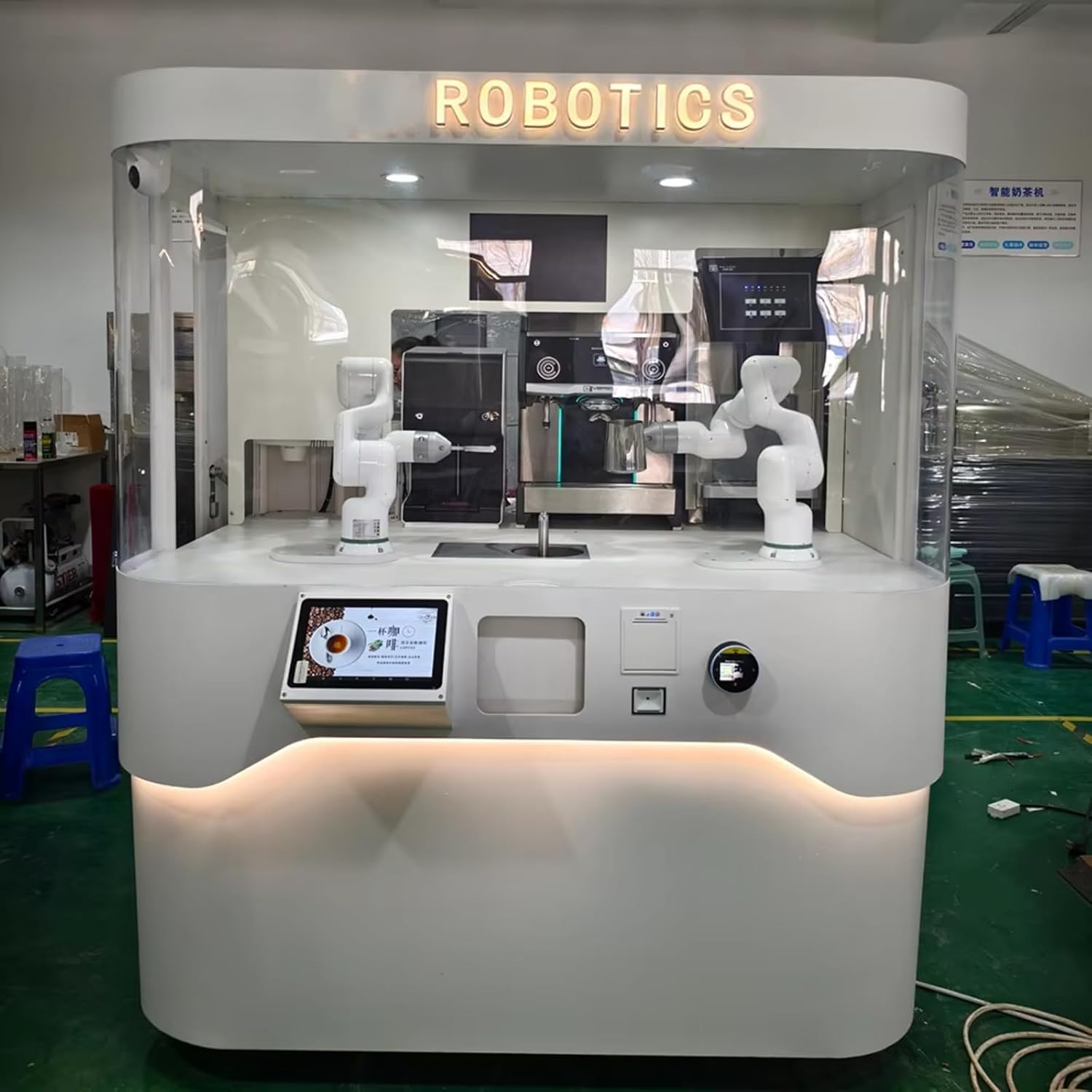 AI Smart Coffee Robot Machine with IoT Remote Management Automatic Cleaning System and High Efficiency Brewing Module for