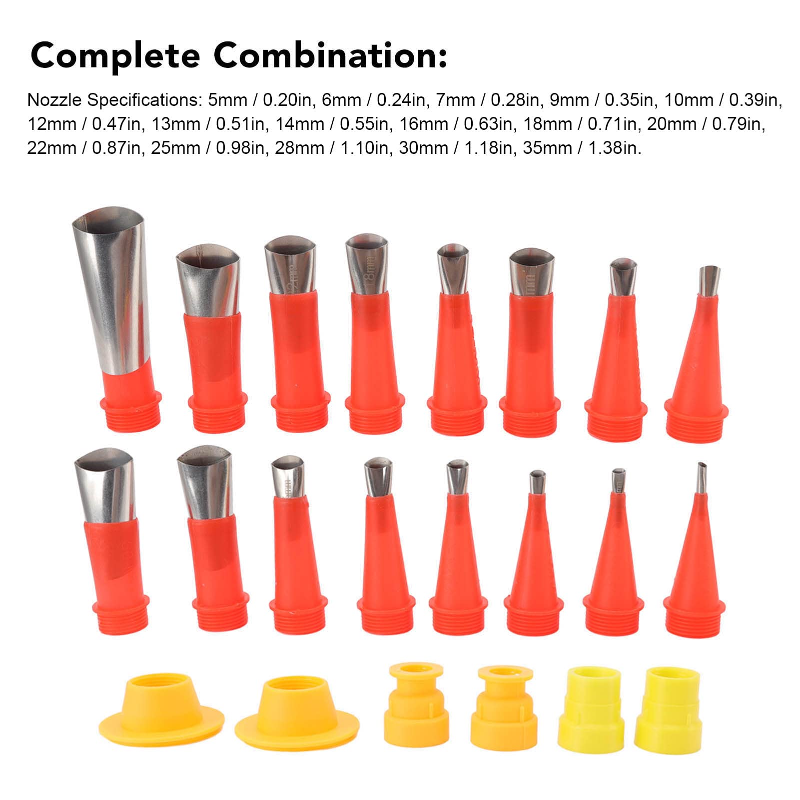 22pcs Caulking Finisher Kit, 16pcs Stainless Steel Caulking Nozzle Applicators 6pcs Connectors Reusable Caulking Tool Kit for Bathroom Kitchen Doors