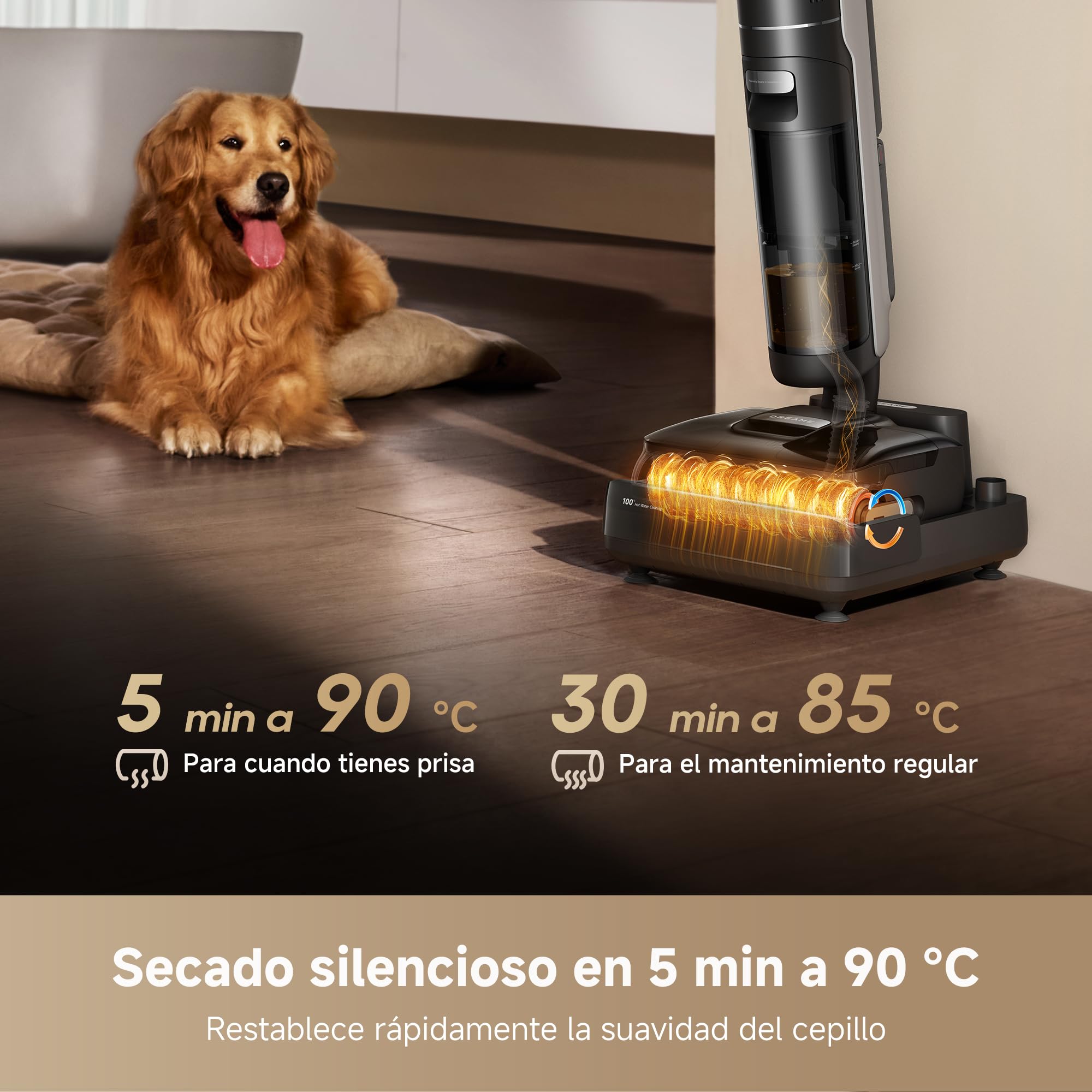 DREAME H15 Mix 7 en 1, Aspirador en Seco y Húmedo, Brazo Robótico con IA, Limpieza de Triple Borde, Succión 23.000 Pa, sin Enredos, Lavado del Cepillo con Agua a 100 °C, Secado en 5 min a 90 °C