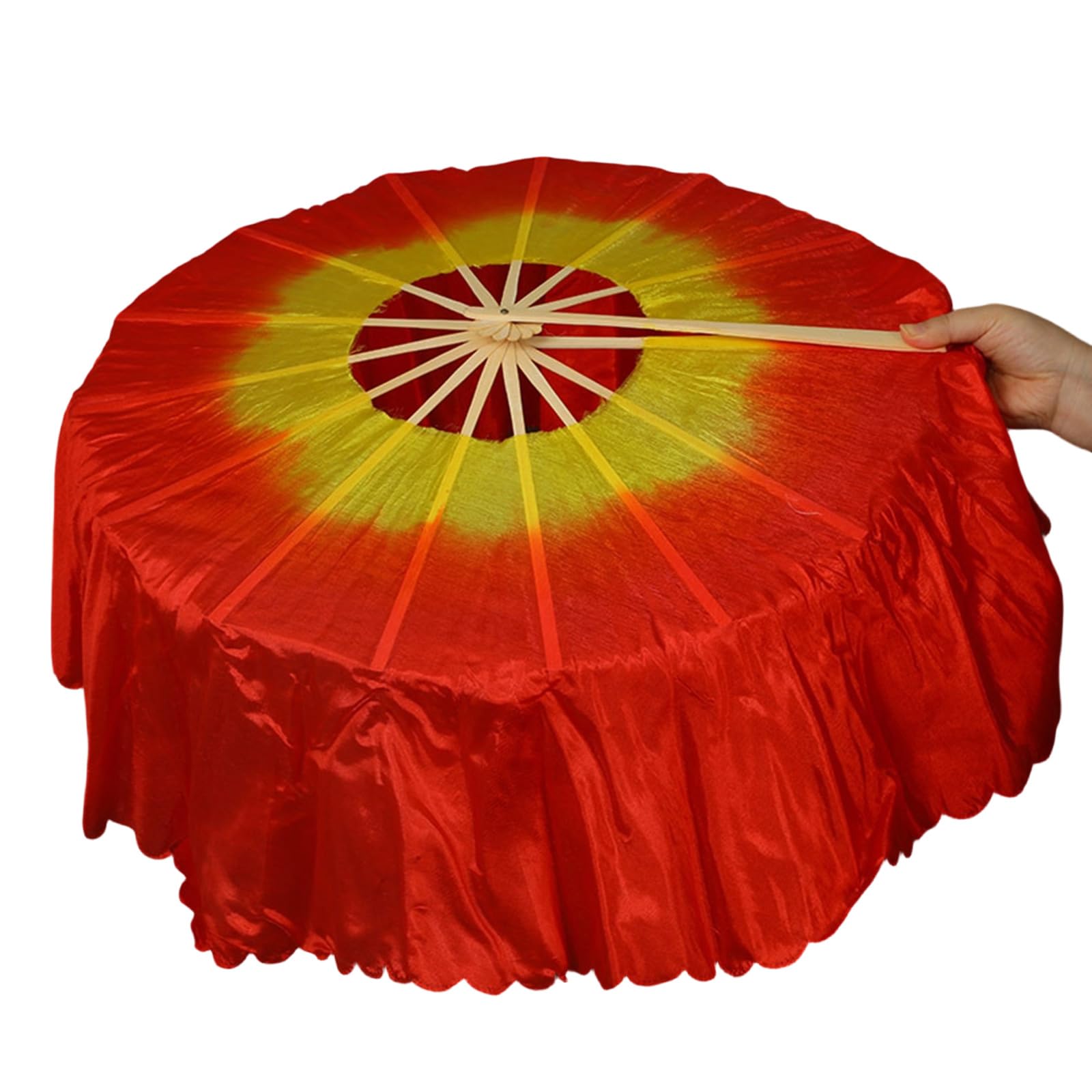 Shunzhong Decorative Round Hand Fan Foldable, Handheld Folding for Wedding, Dancing Artificial Silk Belly Dance Round Decorative Folding Hand