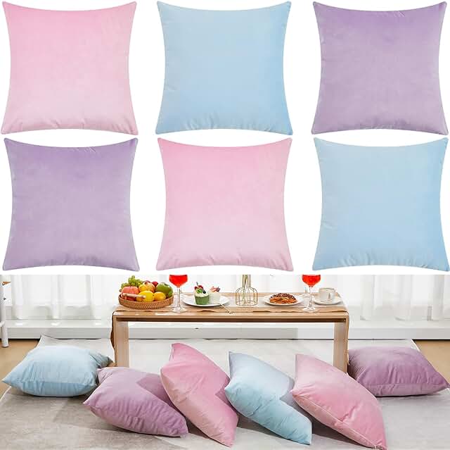 Berlune 6 Pcs Velvet Throw Pillow Covers 18 x 18 Decorative Cushion Case...